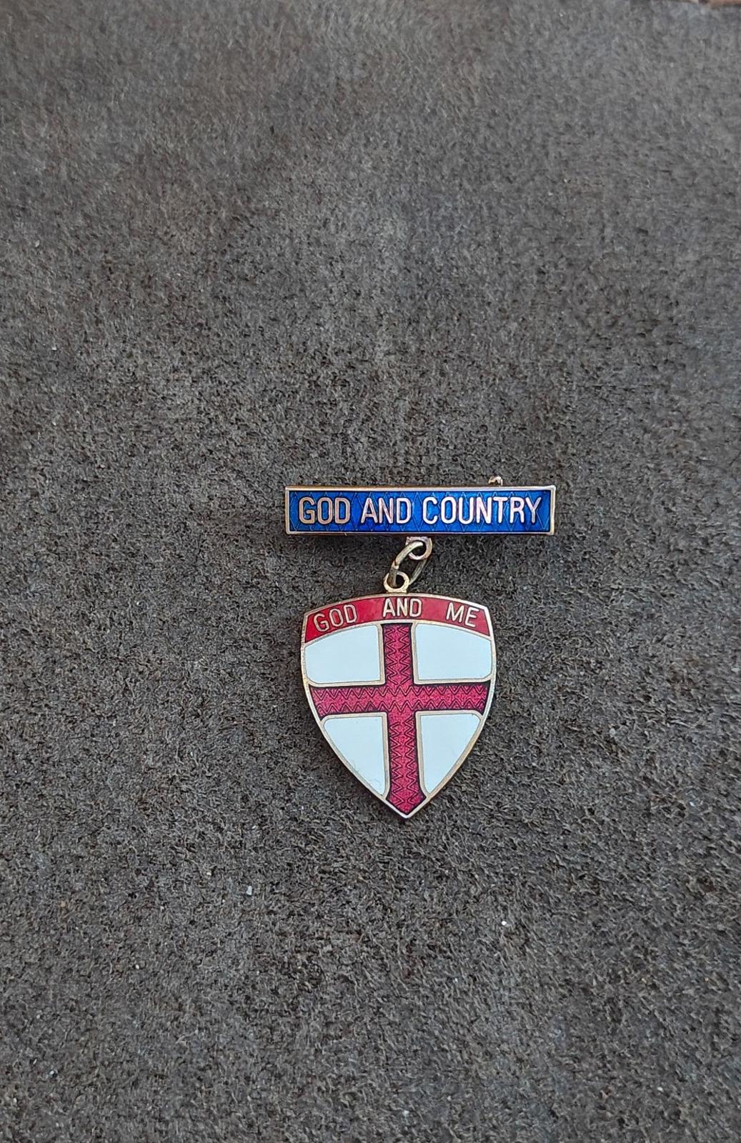 1980's God And Country God And Me Boy Scouts of America BSA Gold Tone Pin