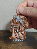1980s Brown & Silver Molded Wax Santa Claus Christmas Ornament