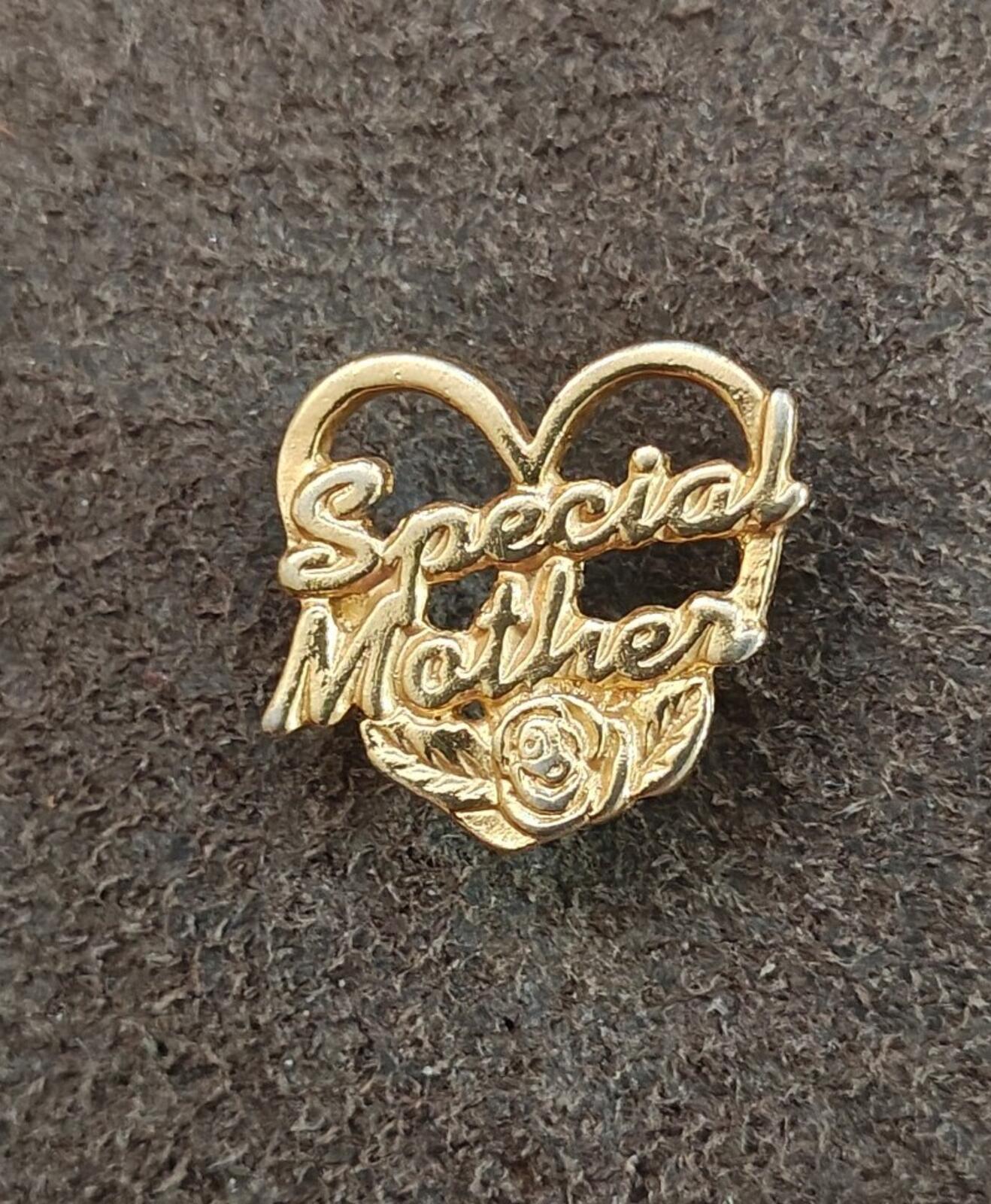 1980s Gold Tone "Special Mother" Heart  Pin