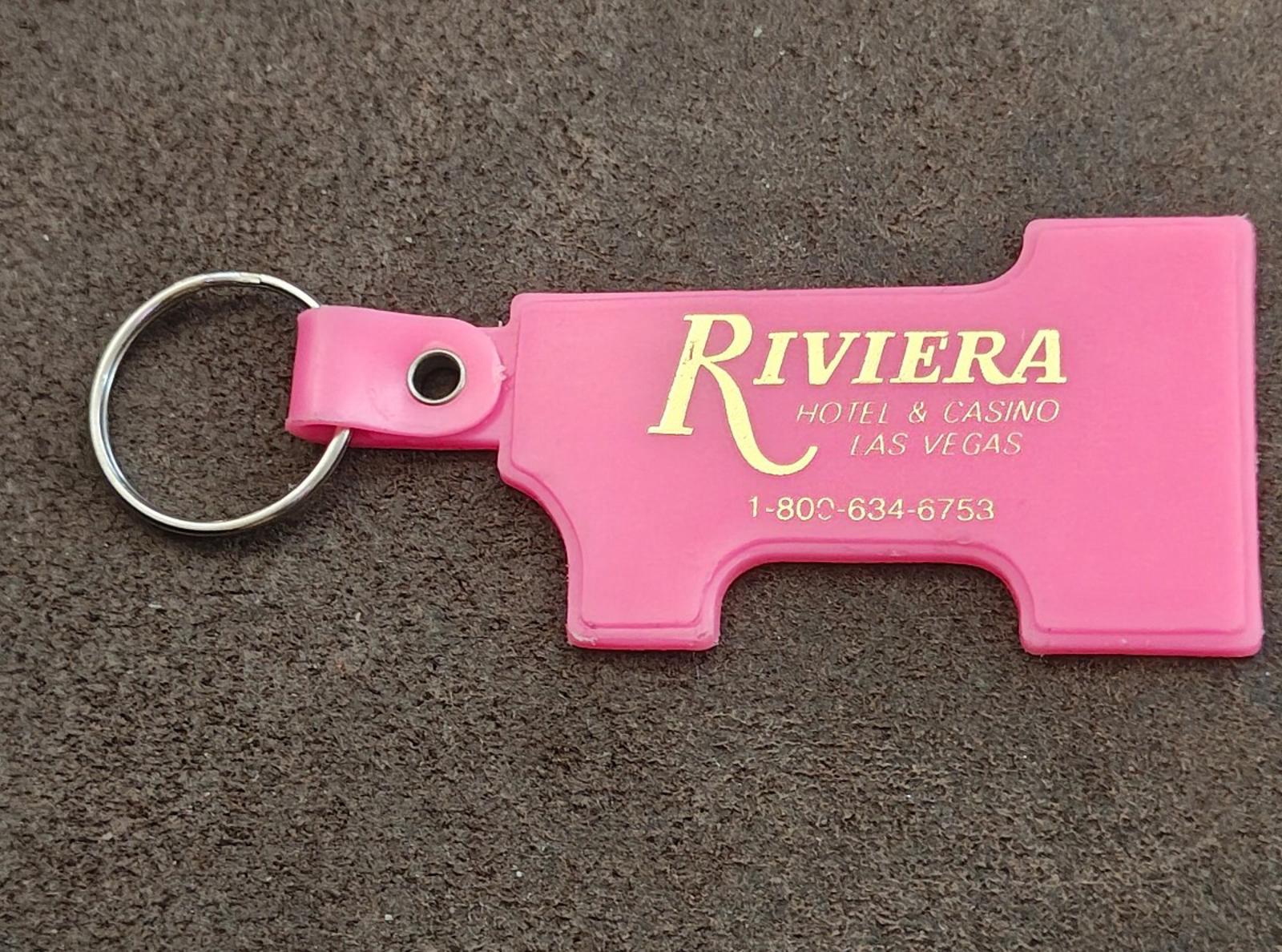 1990s Vintage Riviera Hotel & Casino Las Vegas Pink Plastic Keychain