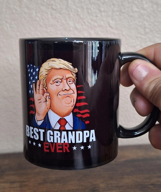 Funny Donald Trump Best Grandpa Ever Black Ceramic 11 oz Mug New In Box.
