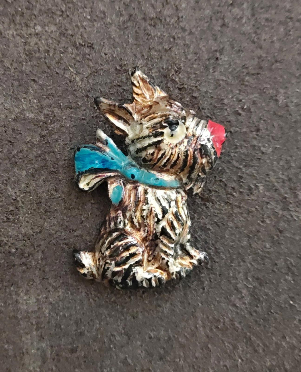 1930s/40s Gold Tone Celluloid Scottie Dog Brooch
