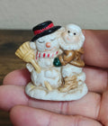 1993 Mercuries Miniature Snowman Hugging a Christmas Elf Or Gnome Ceramic Figure