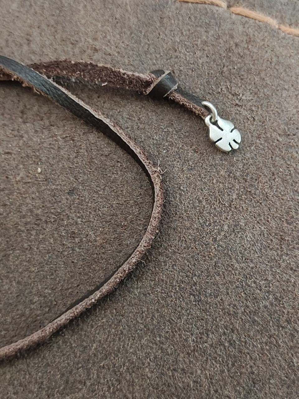 Lucky Brand Two Tone Medallion Bead & Adjustable Leather Cord Pendant Necklace
