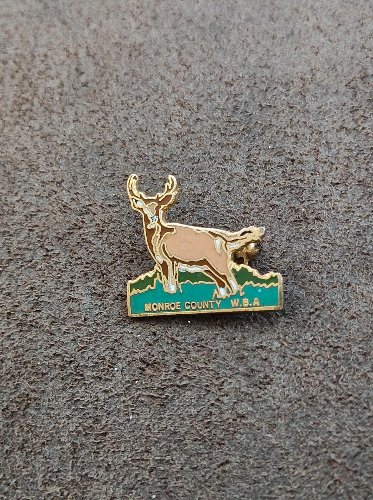 1980s Vintage Rare Monroe County W.B.A. Deer Gold Tone Enamel Pin