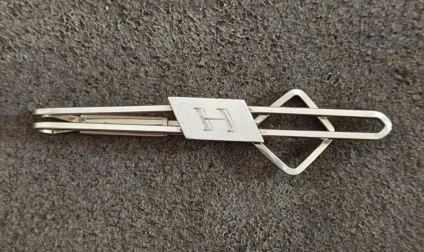 1950s/60’s Initial H Silver Tone Tie Bar Clip