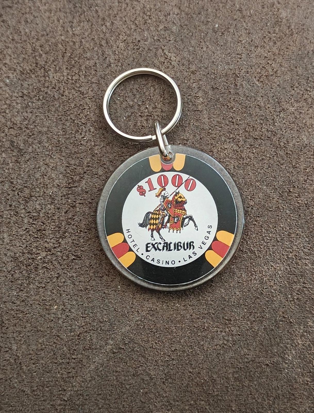 1990s Vintage Excalibur Hotel & Casino Las Vegas $1000 Chip Plastic Keychain