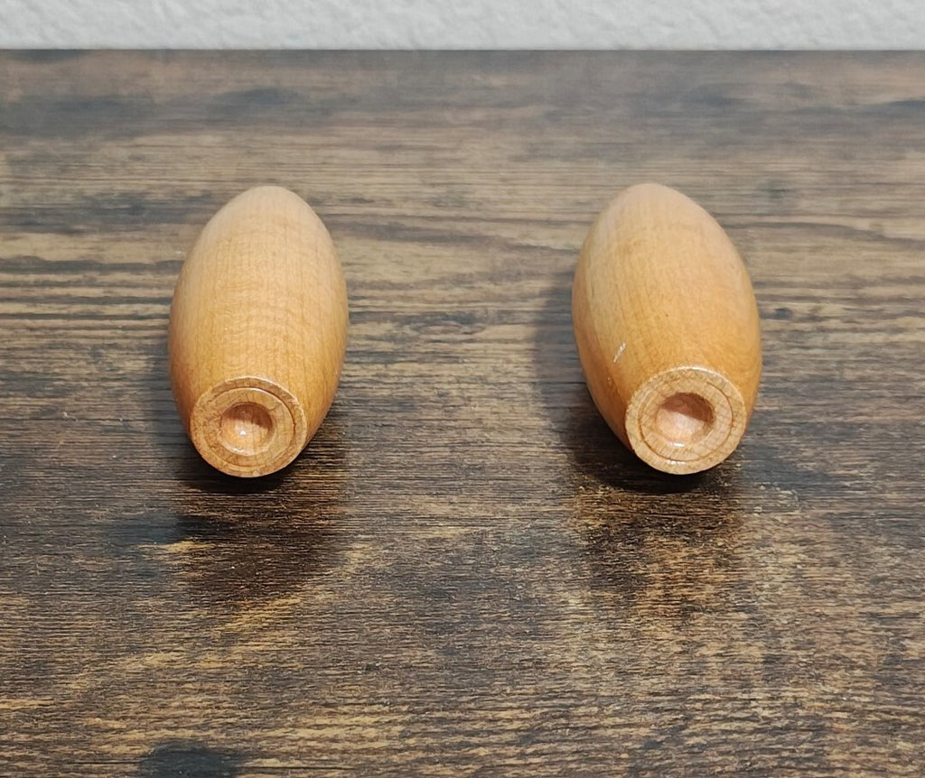 1960s/70s Set Of 2 Wooden Bowling Pins From The Classic Aurora Skittle-Bowl Game