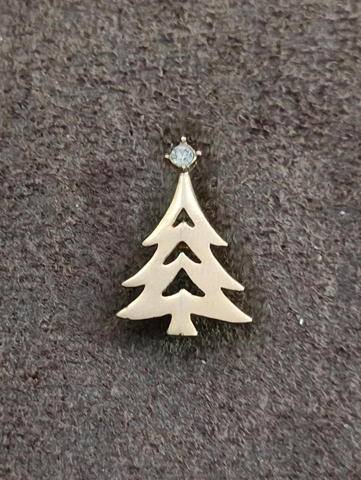 1980s Avon Gold Tone Christmas Tree With Clear Rhinestone Tree Topper