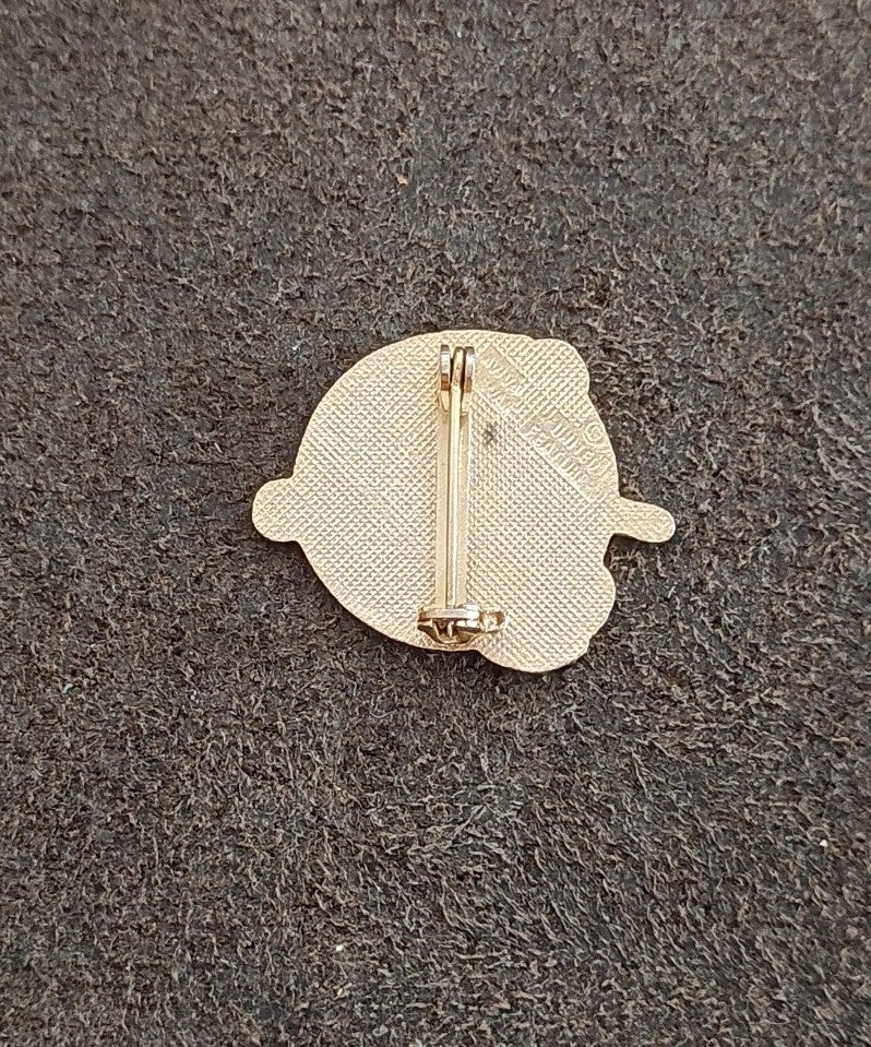 1970s Peanuts Snoopy Baseball Cloisonné Gold Tone Enamel Pin.
