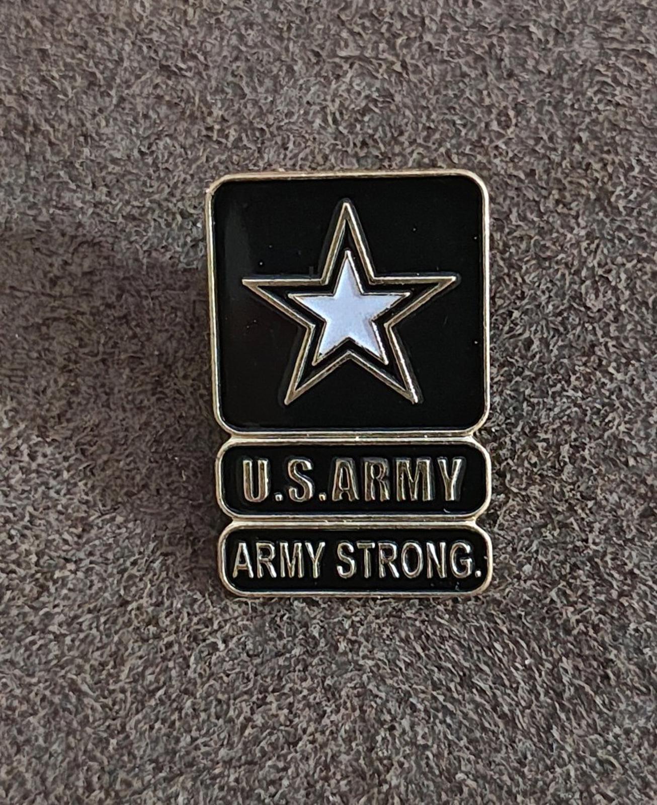 1980's U.S. Army Military Star Army Strong Black & White Enamel Pin