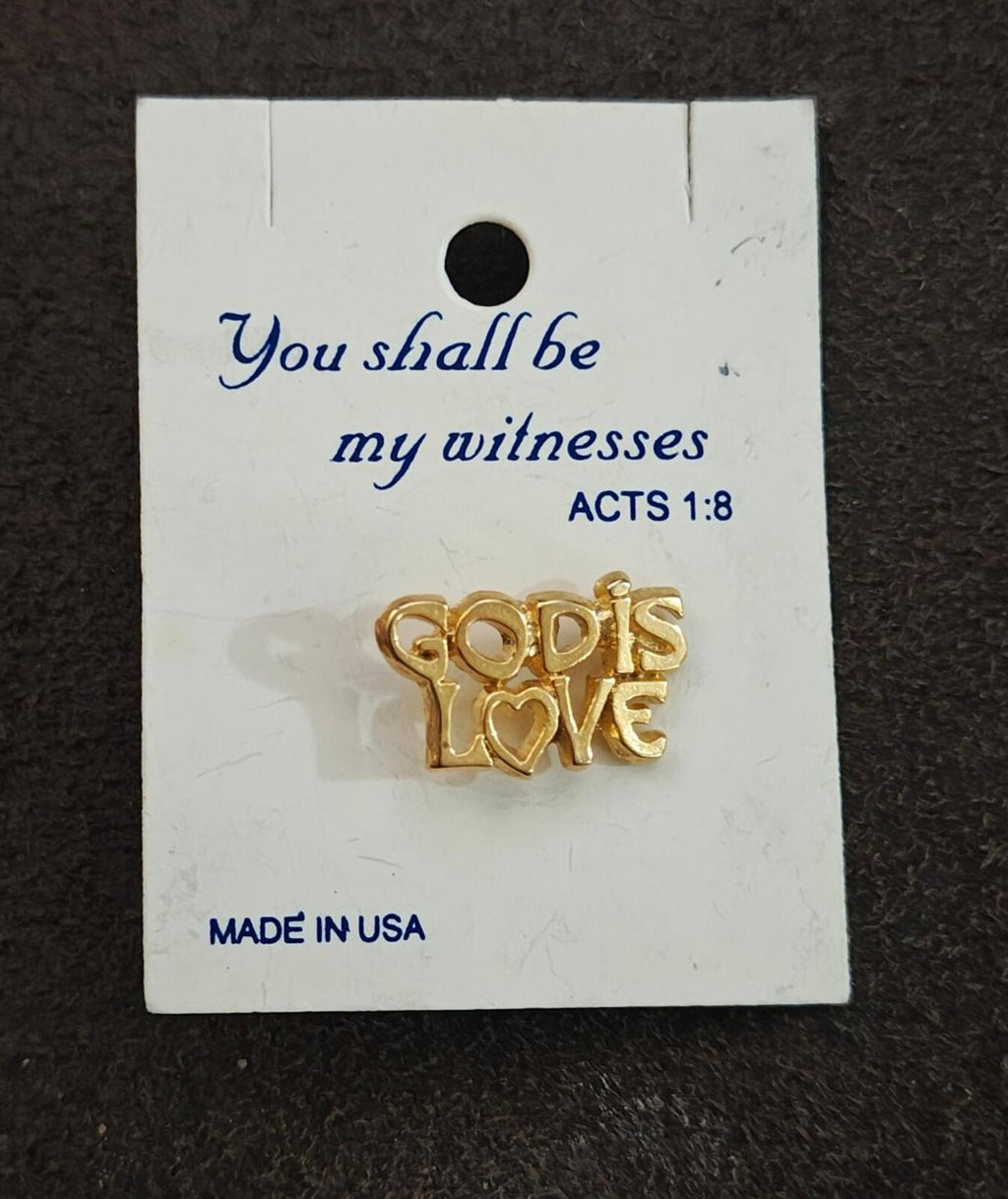 1980s Christian "God Is Love" Gold Tone Pin
