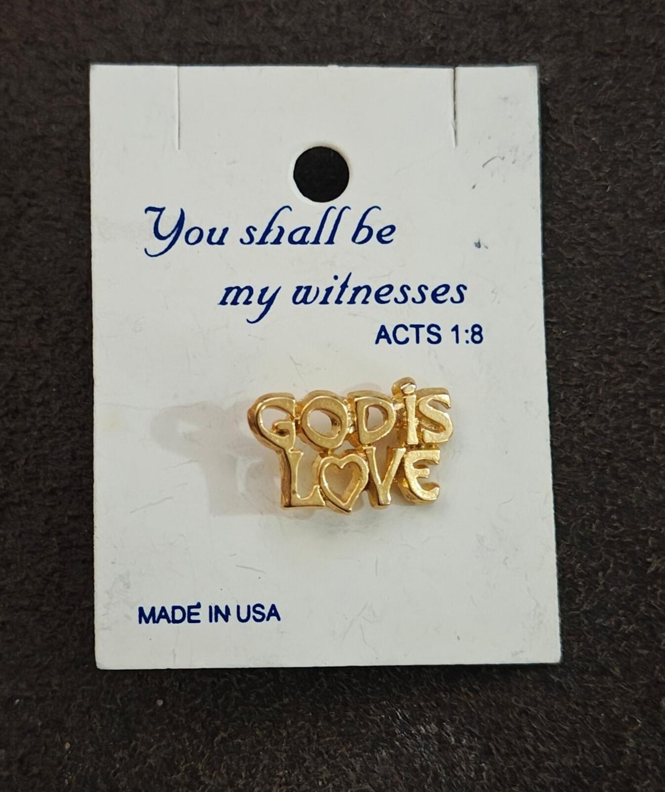 1980s Christian "God Is Love" Gold Tone Pin