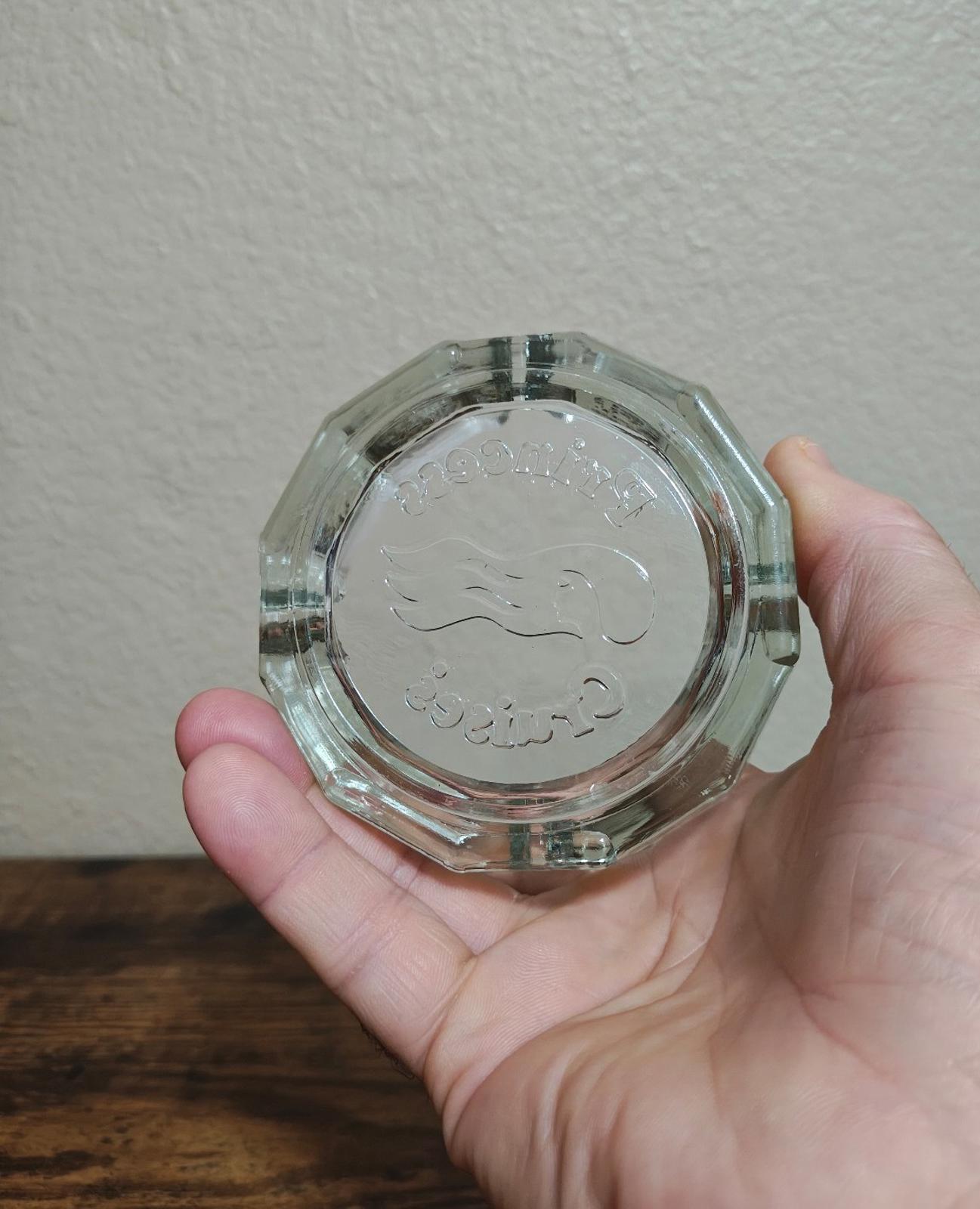 1970s Set of Two Princess Cruises clear Glass Ashtrays