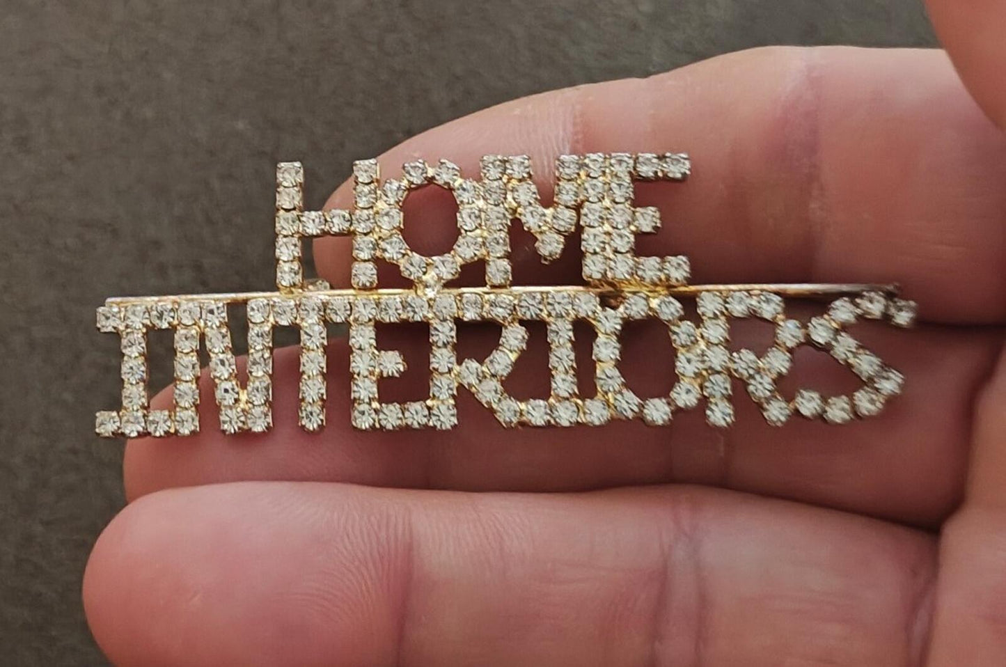 1980s Home Interiors & Gifts Rhinestone Gold Tone Brooch