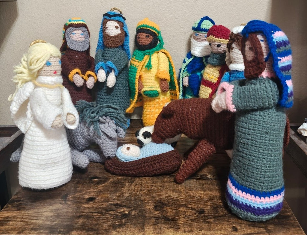 Handmade Crochet Nativity Set 12-Piece Amigurumi Christmas Decor