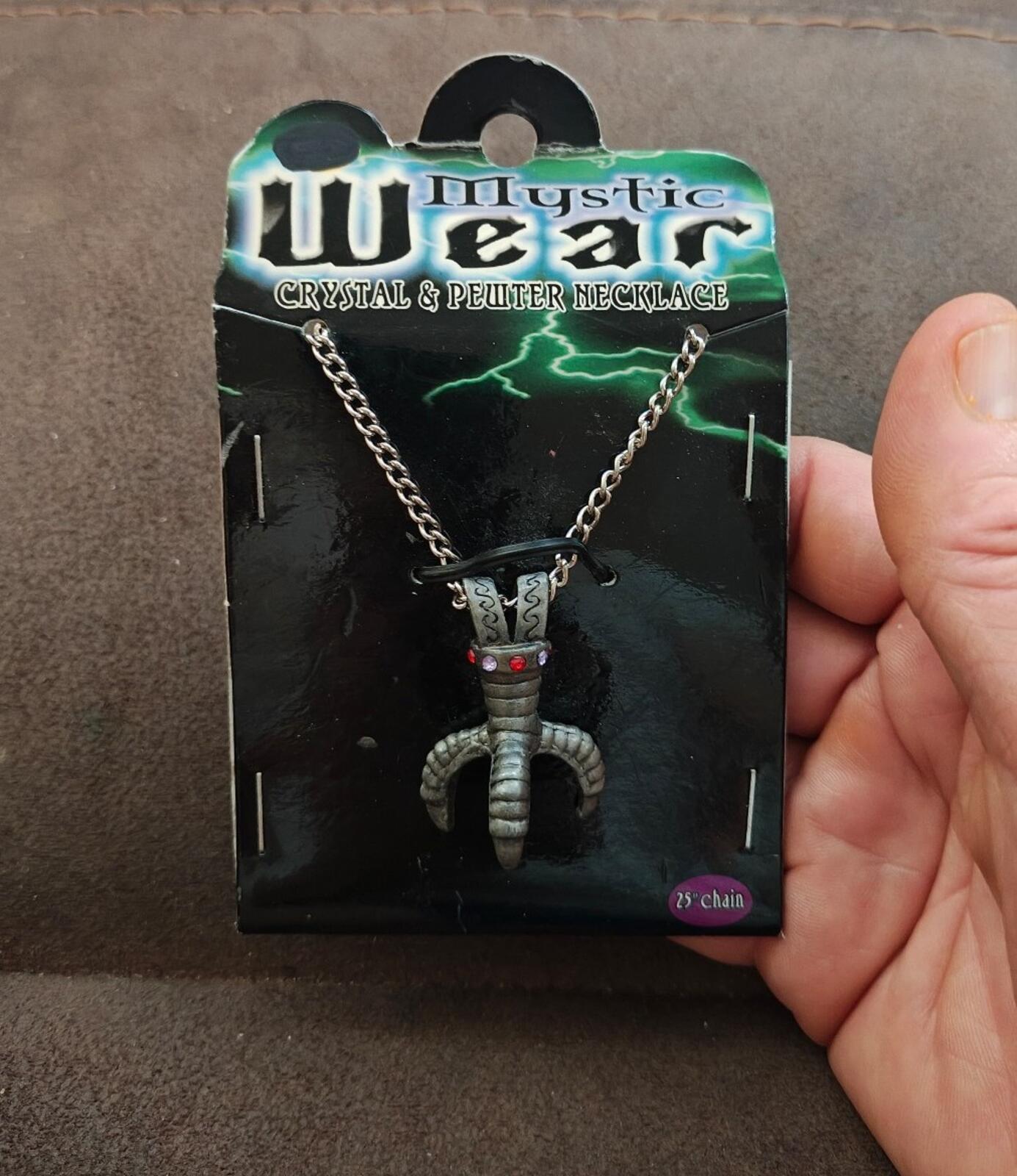 2003 Mystic Wear Crystal & Pewter Dragon Claw Pendant Necklace New