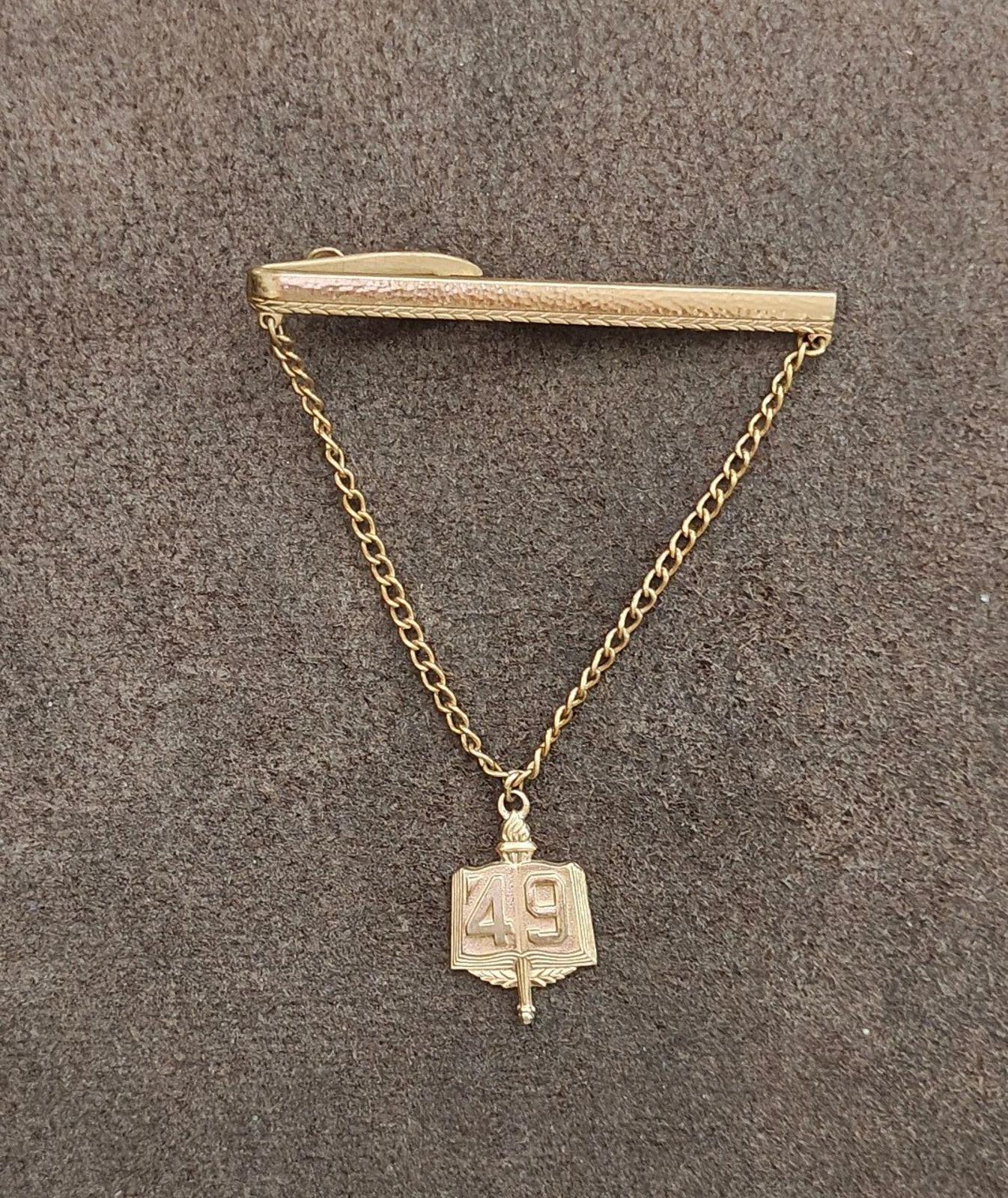 Hickok "Class of 1949" Vintage Gold Tone Tie Bar/Tie Clip Featuring a Book Charm