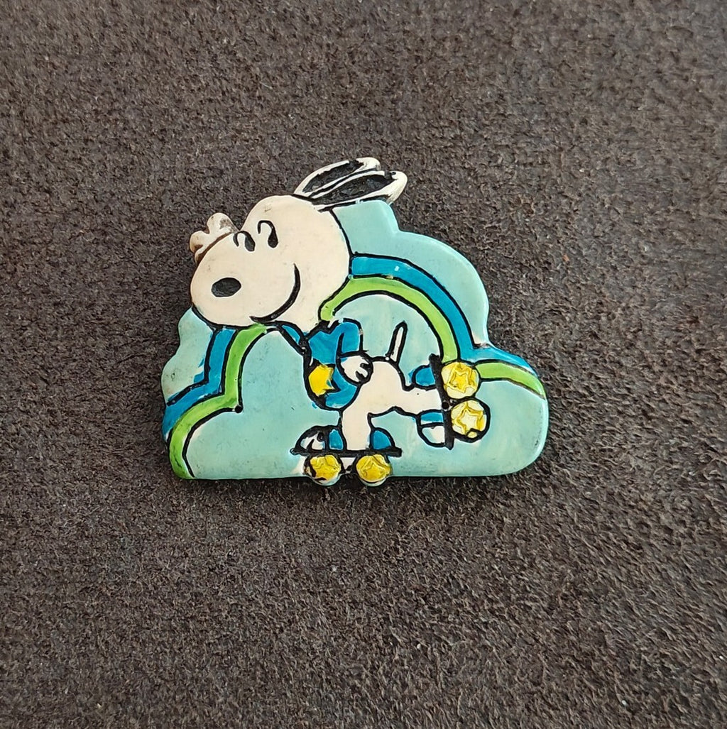 1970s Peanuts Snoopy Roller Skating Enamel Pin