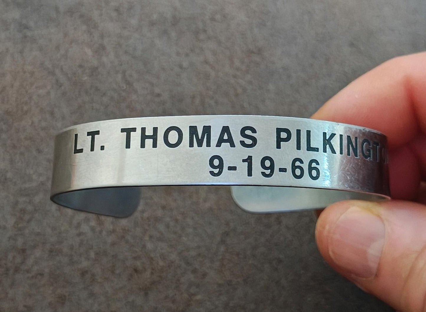 1960s Vintage POW/MIA Memorial Silver Tone Cuff Bracelet.