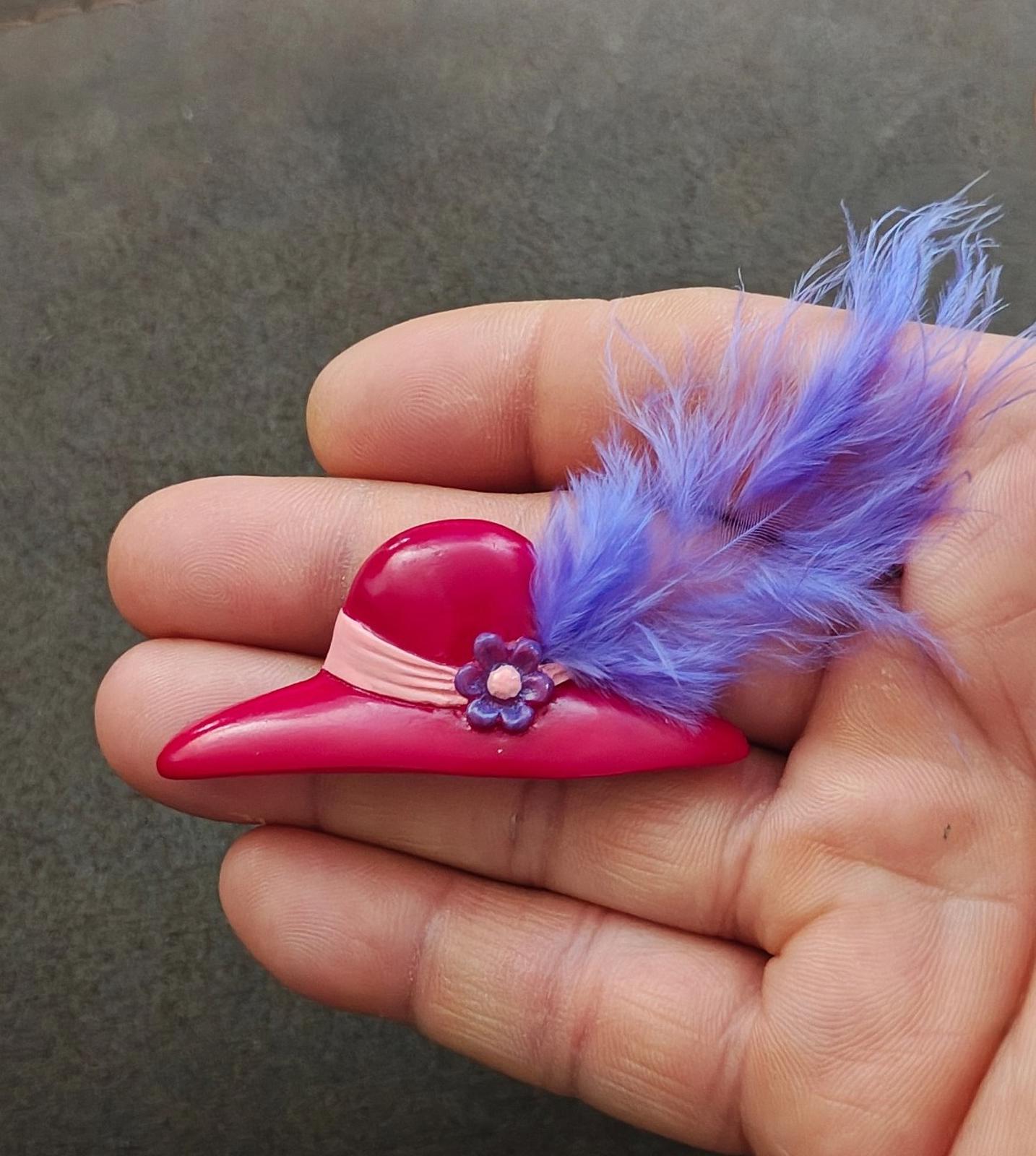 1990s Red Hat Society Hard Plastic Brooch