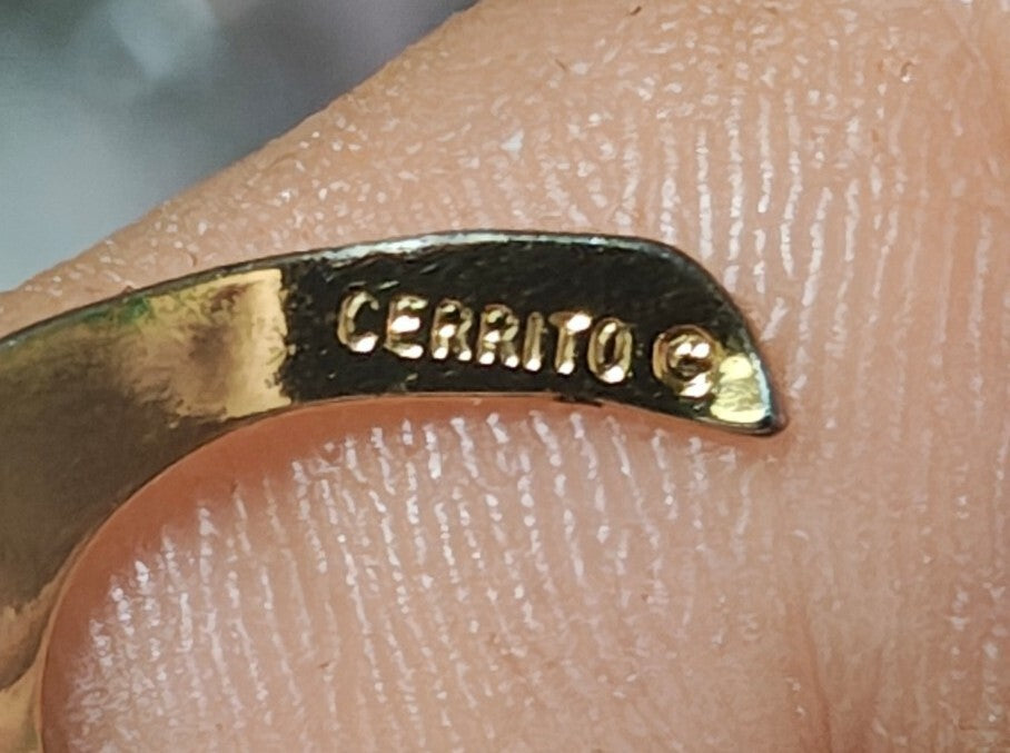 1980s Signed Cerrrito Holly Leaf Holiday Gold Tone Brooch