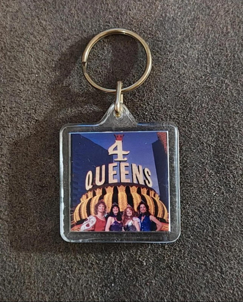 1990s Vintage Four Queens Hotel Casino Downtown Las Vegas Hard  Plastic Keychain