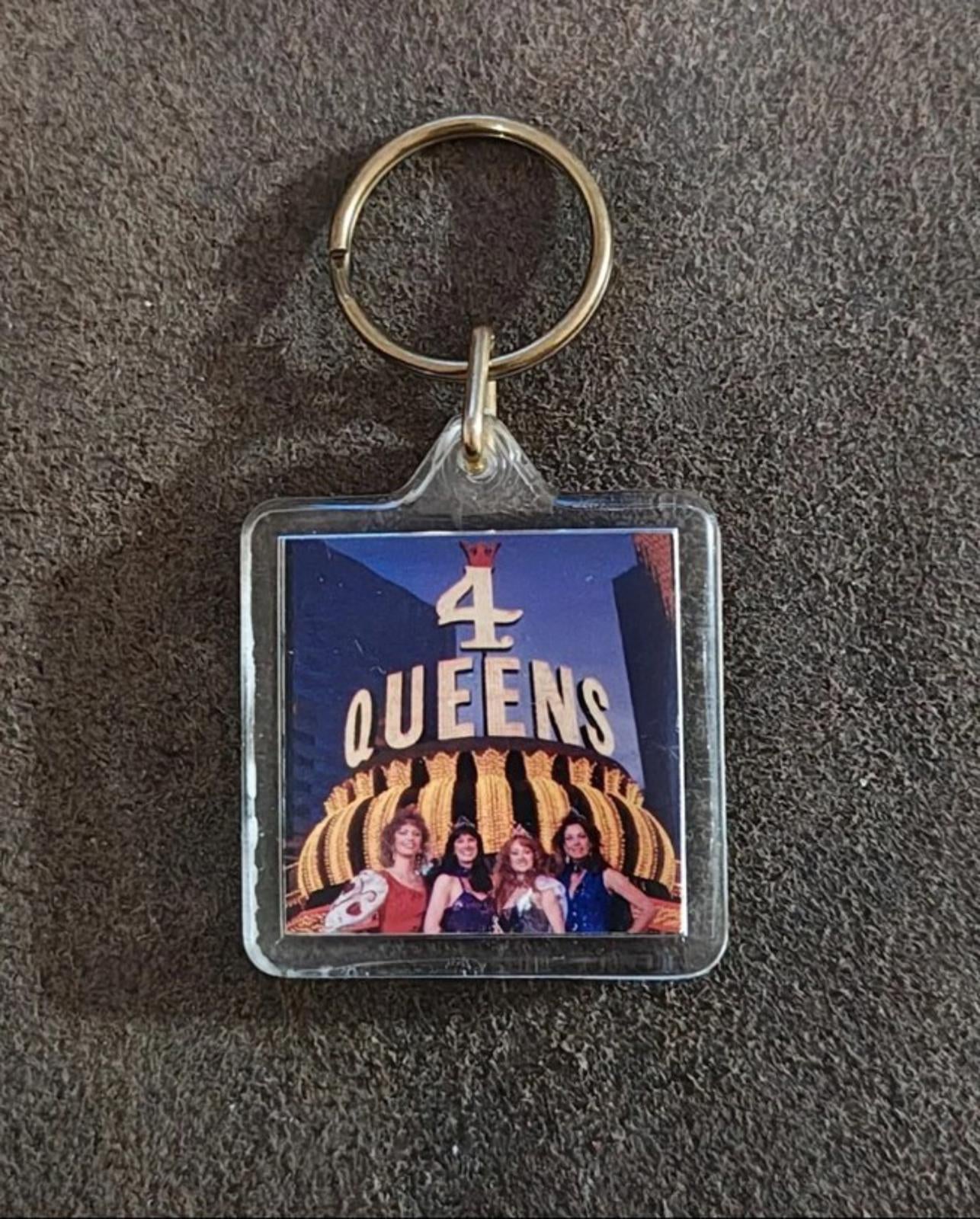 1990s Vintage Four Queens Hotel Casino Downtown Las Vegas Hard  Plastic Keychain