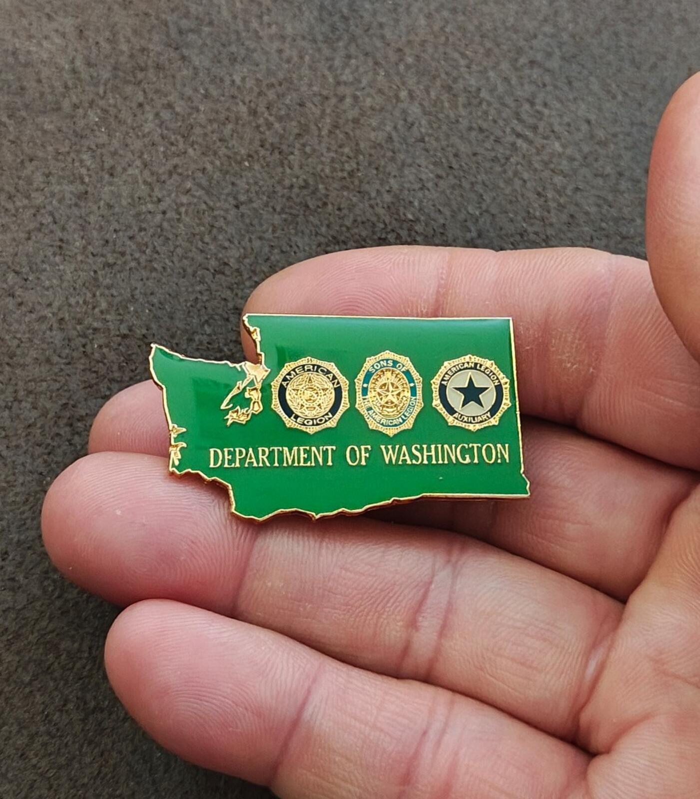 1990s American State Of Washington Gold Tone Green Enamel Pin