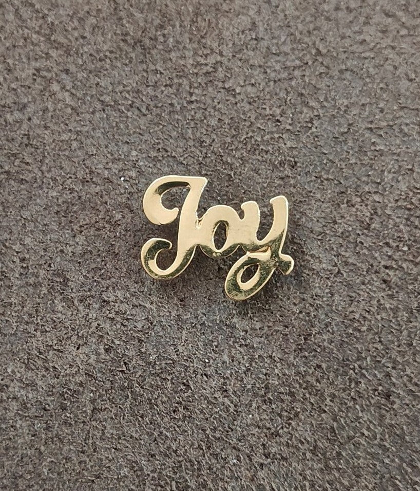 1980s Gold Tone Cursive "Joy" Script Pin