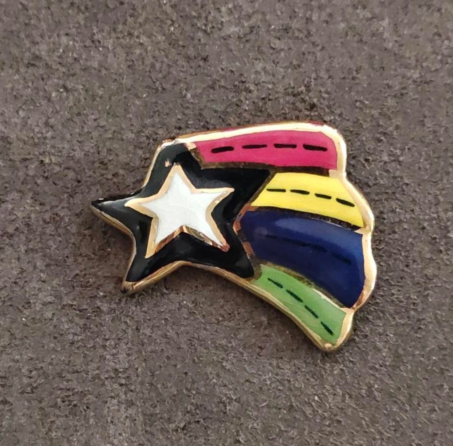 Artisan Rainbow Shooting Star Ceramic Glazed Pin Brooch