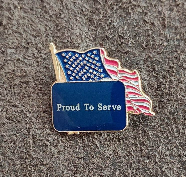 1980s/90s American Flag Proud To Serve Patriotic Pin