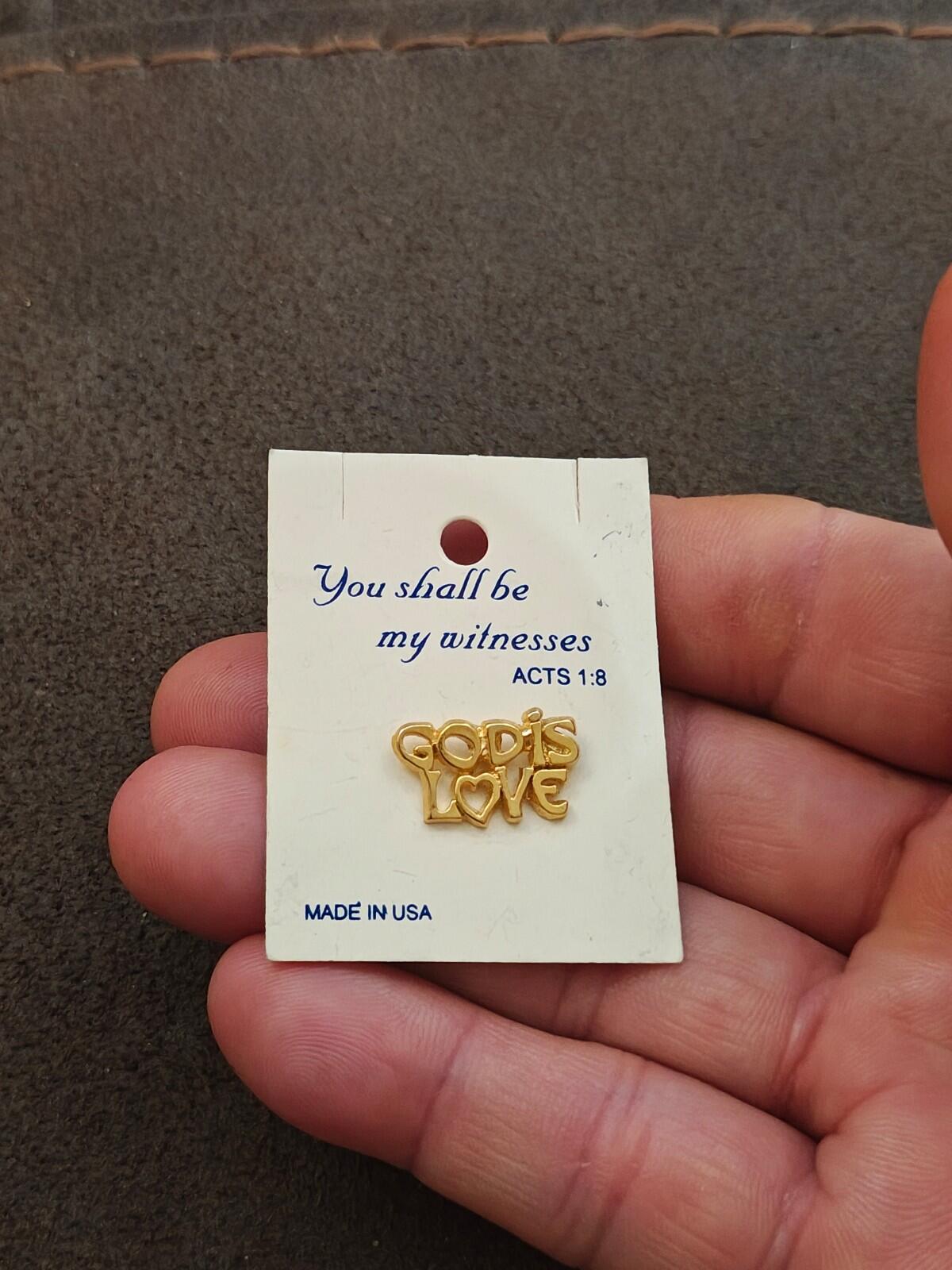 1980s Christian "God Is Love" Gold Tone Pin