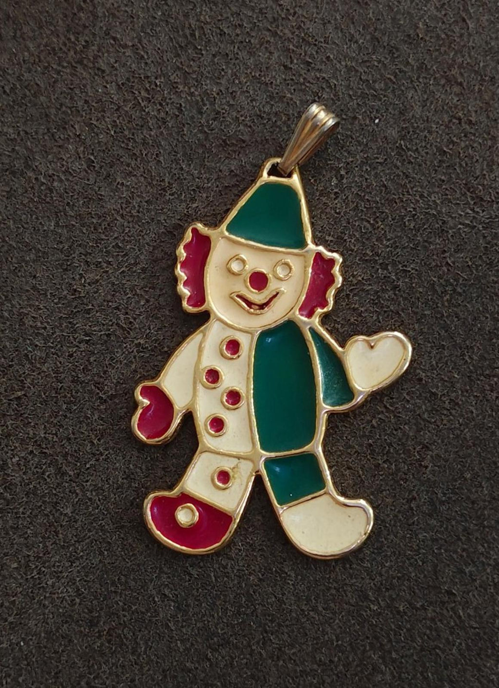 1980's Wallace Silversmiths Enamel Clown Cookie Cutter Ornament Pendant