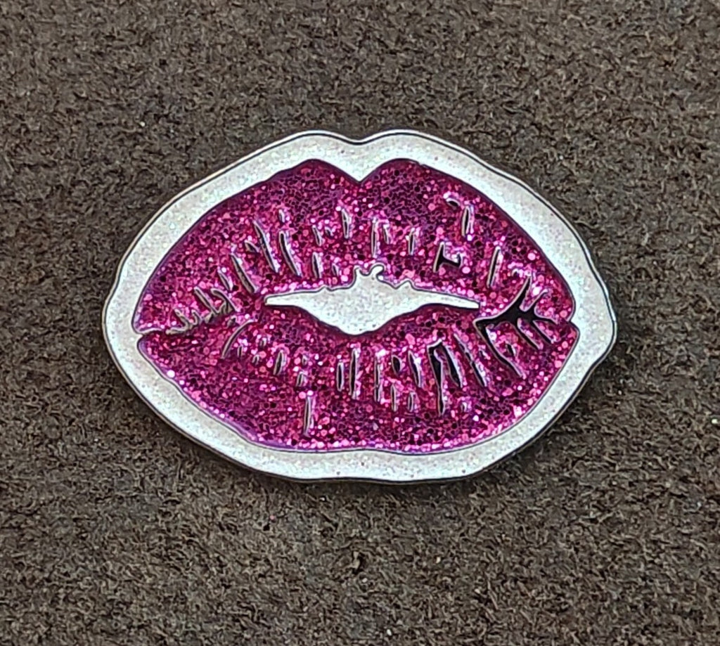 Vibrant Pink Glitter Lips Pin