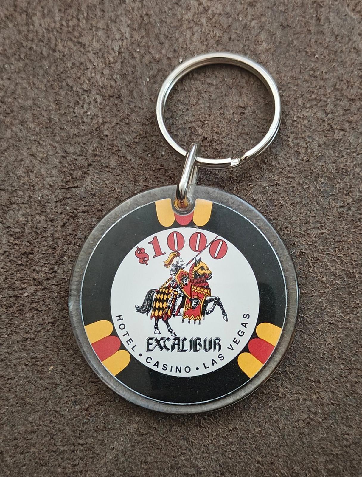 1990s Vintage Excalibur Hotel & Casino Las Vegas $1000 Chip Plastic Keychain