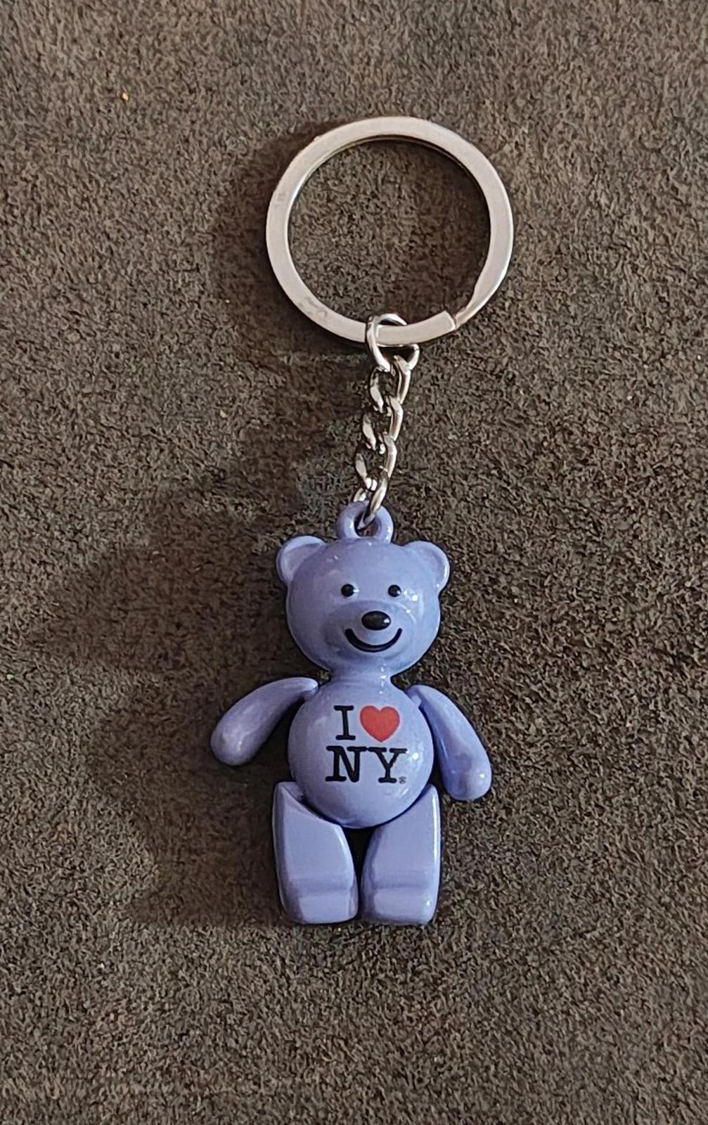 I Love NY Purple Teddy Bear Keychain With Movable Arms & Legs Keychai