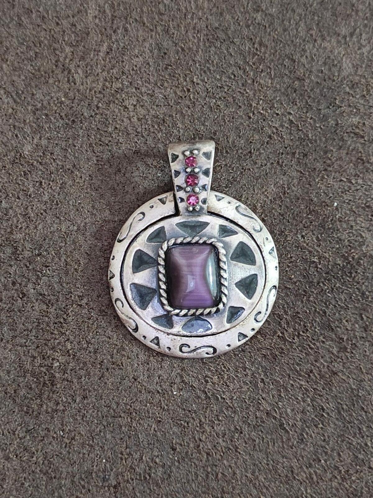 1980s Signed KC Southwest Design With Purple Stones Pendant