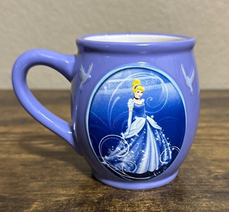 Disney 3D Embossed Cinderella Purple Blue, & White Ceramic Mug - Trinketmania-LV