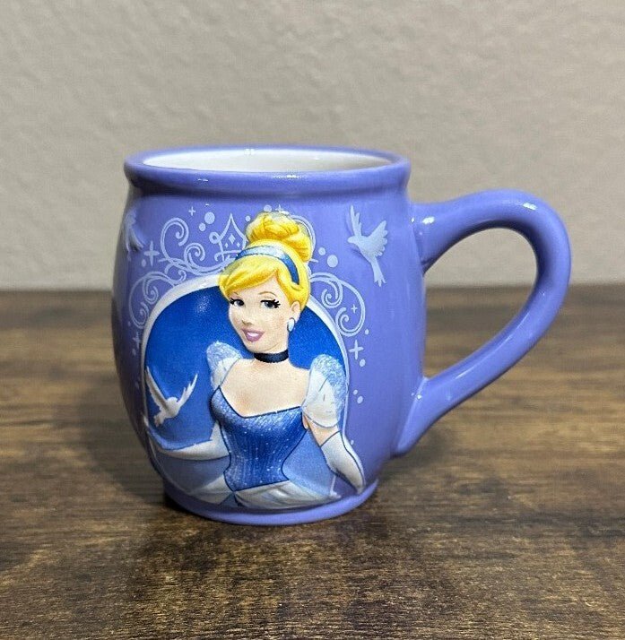 Disney 3D Embossed Cinderella Purple Blue, & White Ceramic Mug - Trinketmania-LV