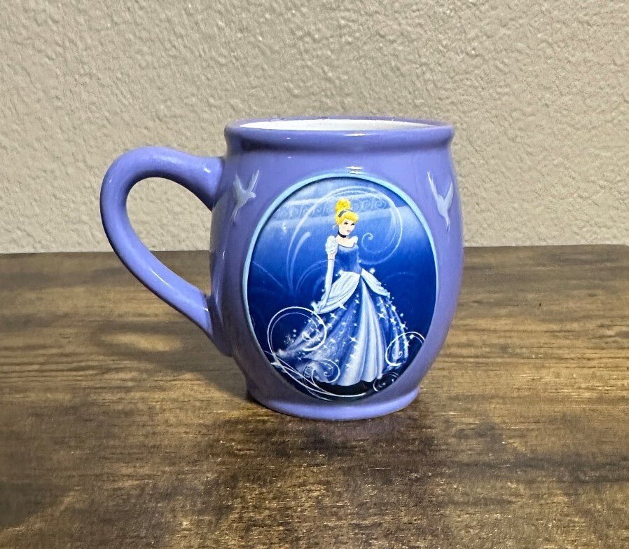 Disney 3D Embossed Cinderella Purple Blue, & White Ceramic Mug - Trinketmania-LV
