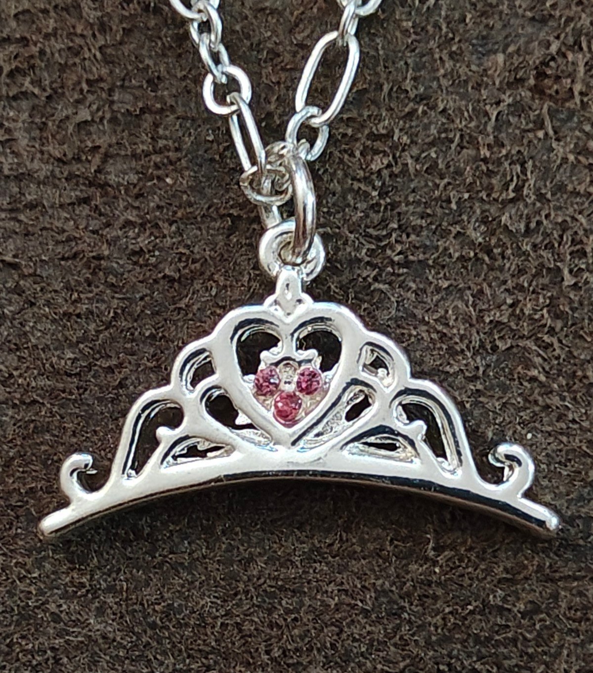 Disney Silver Tone Princess Tiara Pendant Necklace - Trinketmania-LV