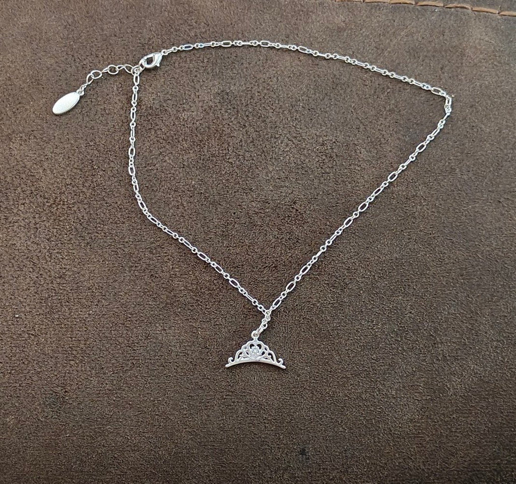 Disney Silver Tone Princess Tiara Pendant Necklace - Trinketmania-LV