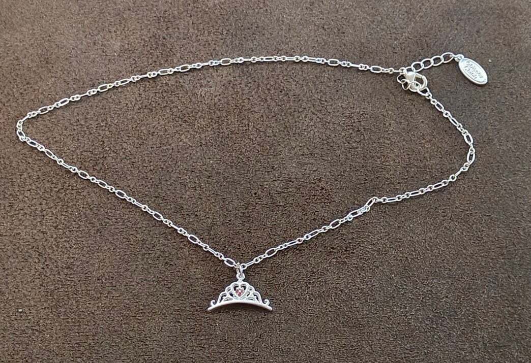 Disney Silver Tone Princess Tiara Pendant Necklace - Trinketmania-LV