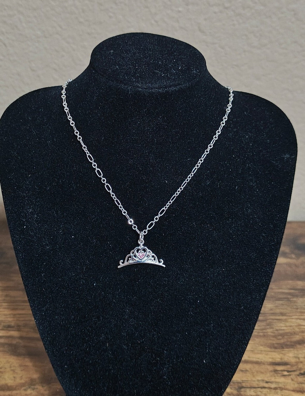 Disney Silver Tone Princess Tiara Pendant Necklace - Trinketmania-LV