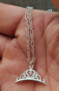 Disney Silver Tone Princess Tiara Pendant Necklace - Trinketmania-LV