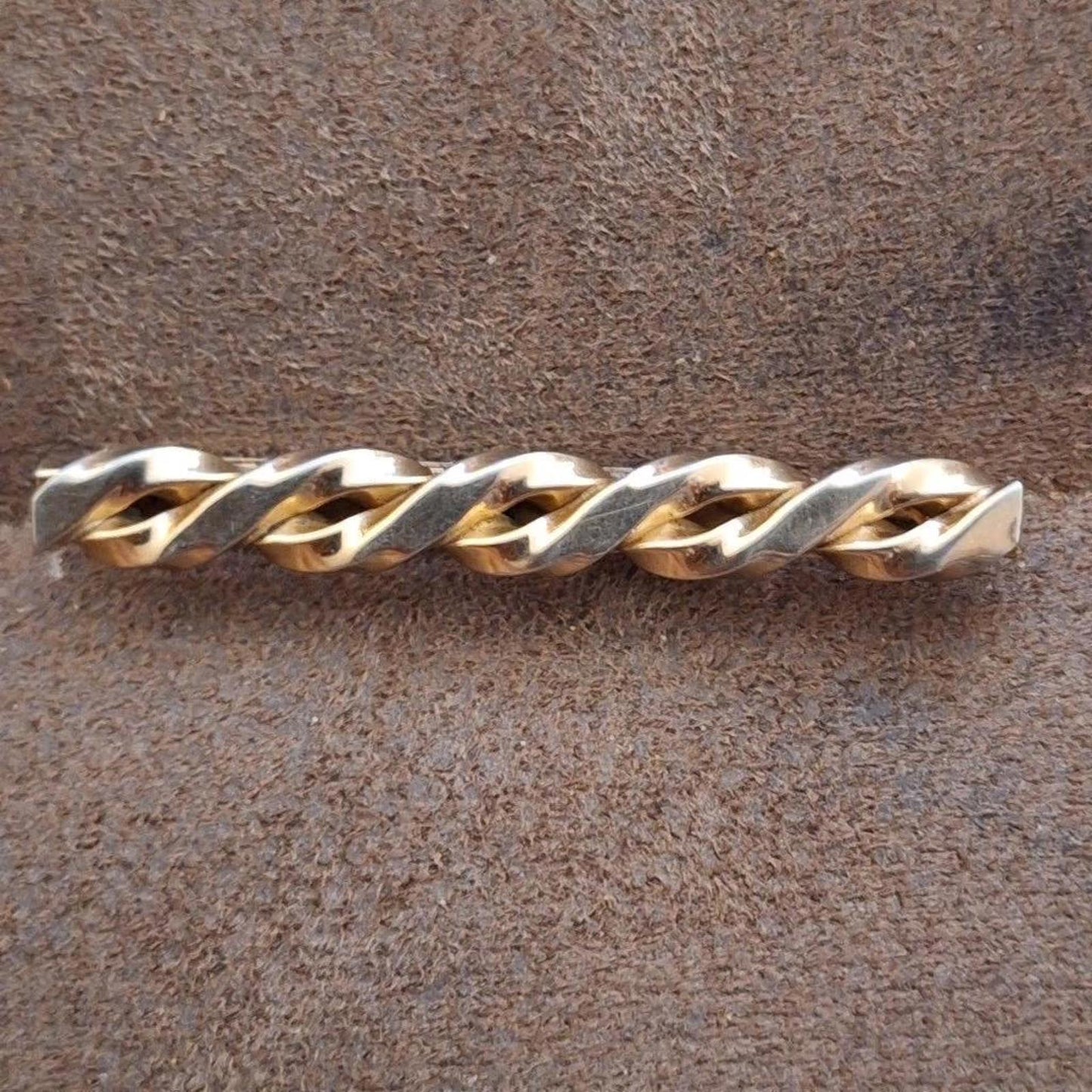 Textured Gold Tone Tie Bar Clip