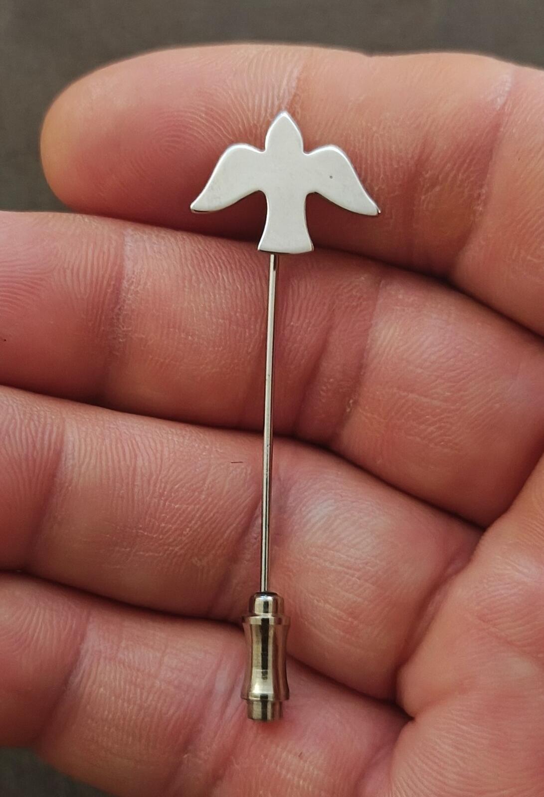 1970s Silver Tone Dove Stick Pin