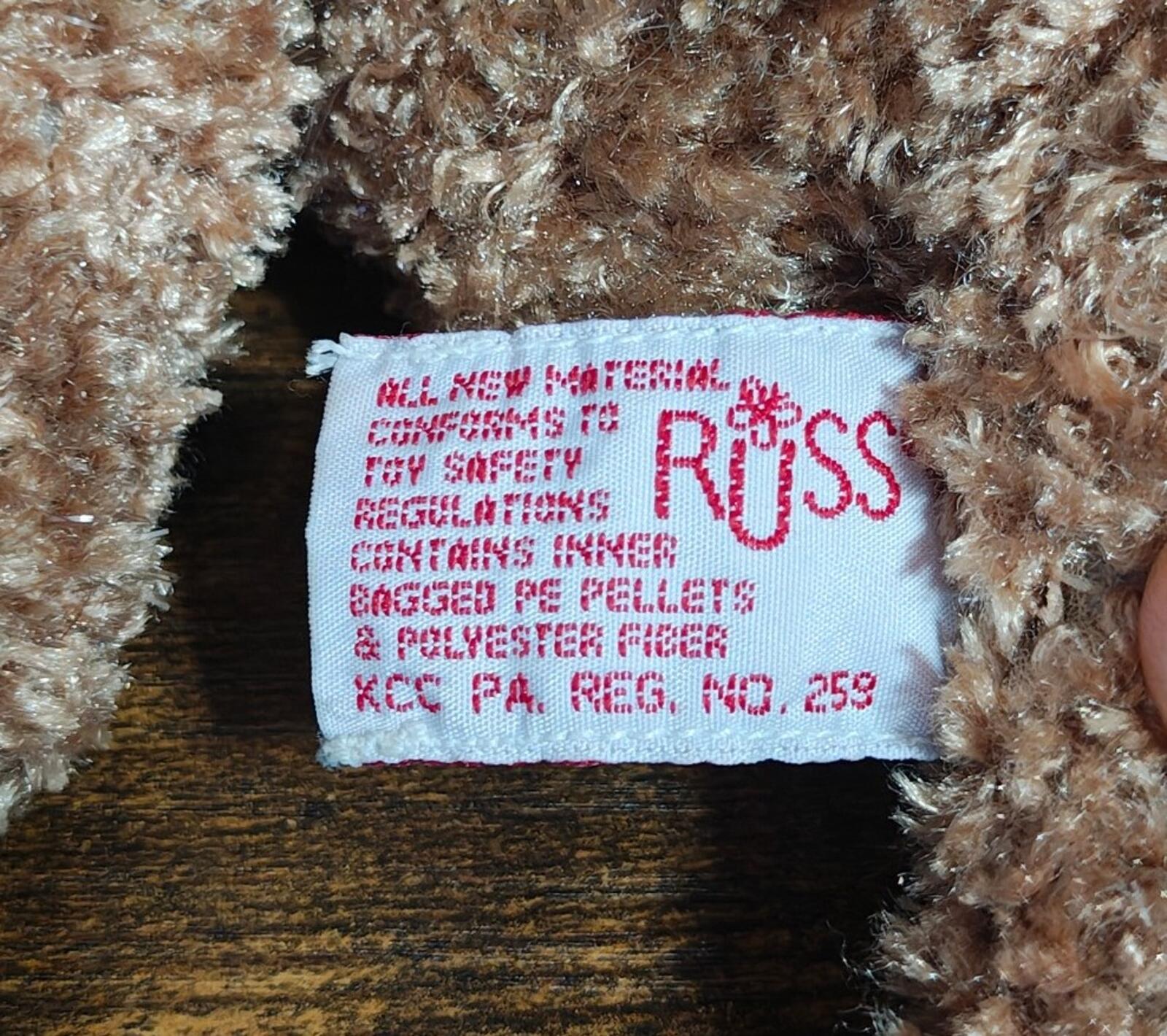 1990s Retired Russ Berrie Chips," Teddy Bear Beanbag Plush