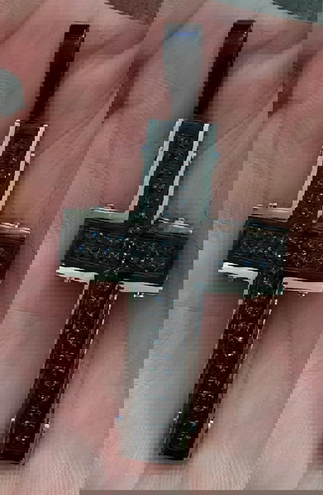 Vintage Gothic Steel Black CZ Cross Pendant